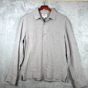 COS Men's Linen Cotton Long Sleeve Relaxed Shirt Small Beige Coastal Minimalist